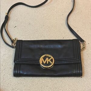 Michael Kors Black Crossbody Bag with Gold Logo